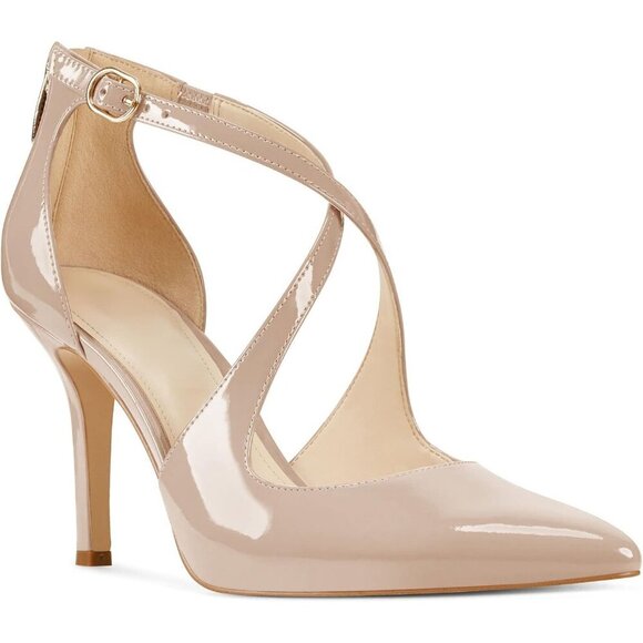 Shoes - Women's High Heel Pointed Toe Crossed Strap D'Orsay Zip Up Stiletto Dress Shoes